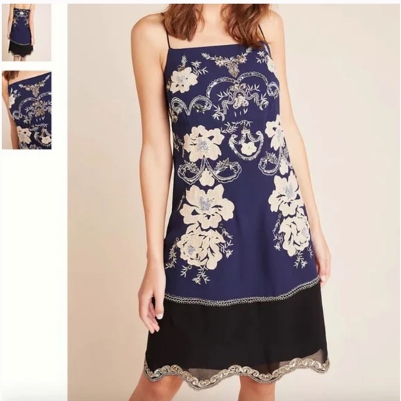 Allaire Embroidered Sequin Floral Classy Elegant Wedding Chic Party Slip Dress - Picture 1 of 3